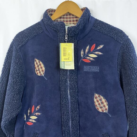 VTG NWT Northern Reflections Cabincore Sherpa Fleece Coat Size M Embroidered - Picture 3 of 15